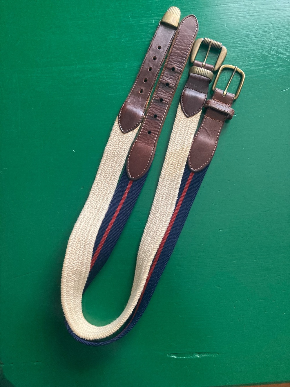 Vintage belts leather brass and fabric